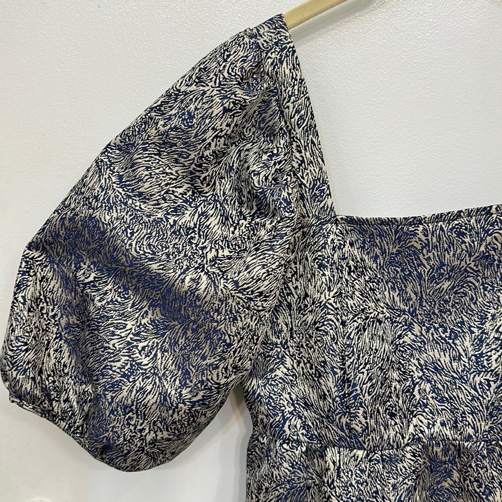 Moon River Jacquard Blue and Silver Dress XS